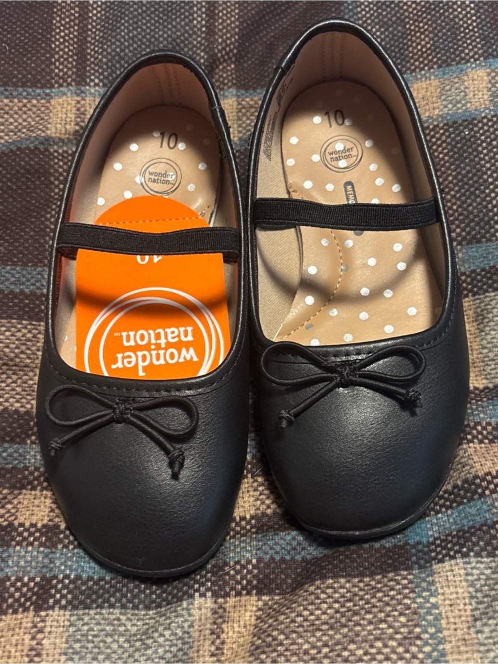 BNWT Wonder Nation Black Girls' Mary Jane Ballet Flats with Bow
